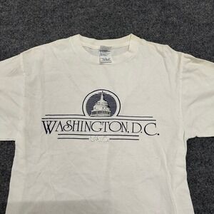 Delta T-Shirt Mens Size M White Washington D.C. Graphic Souvenir Short Sleeve
